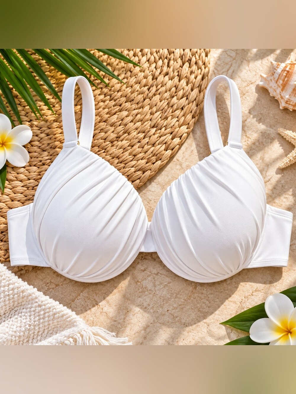 SHEIN White Textured Bandeau Bikini Top XL-DD BRAND NEW